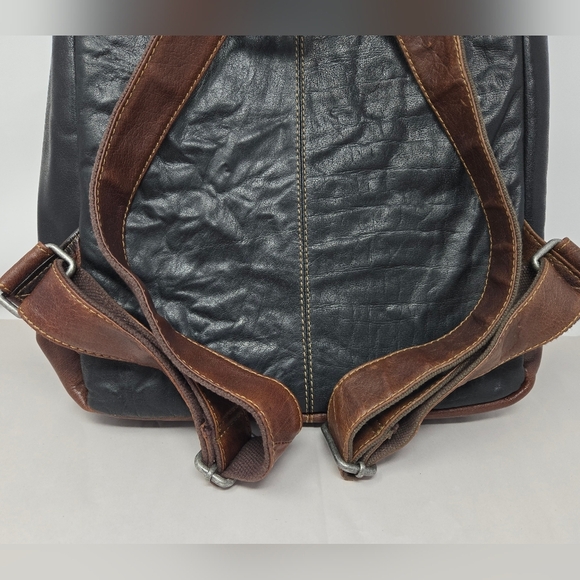 Jack Georges Men Leather Back Pack Black-Brown Hand Stained Buffalo Versatile - Picture 9 of 16